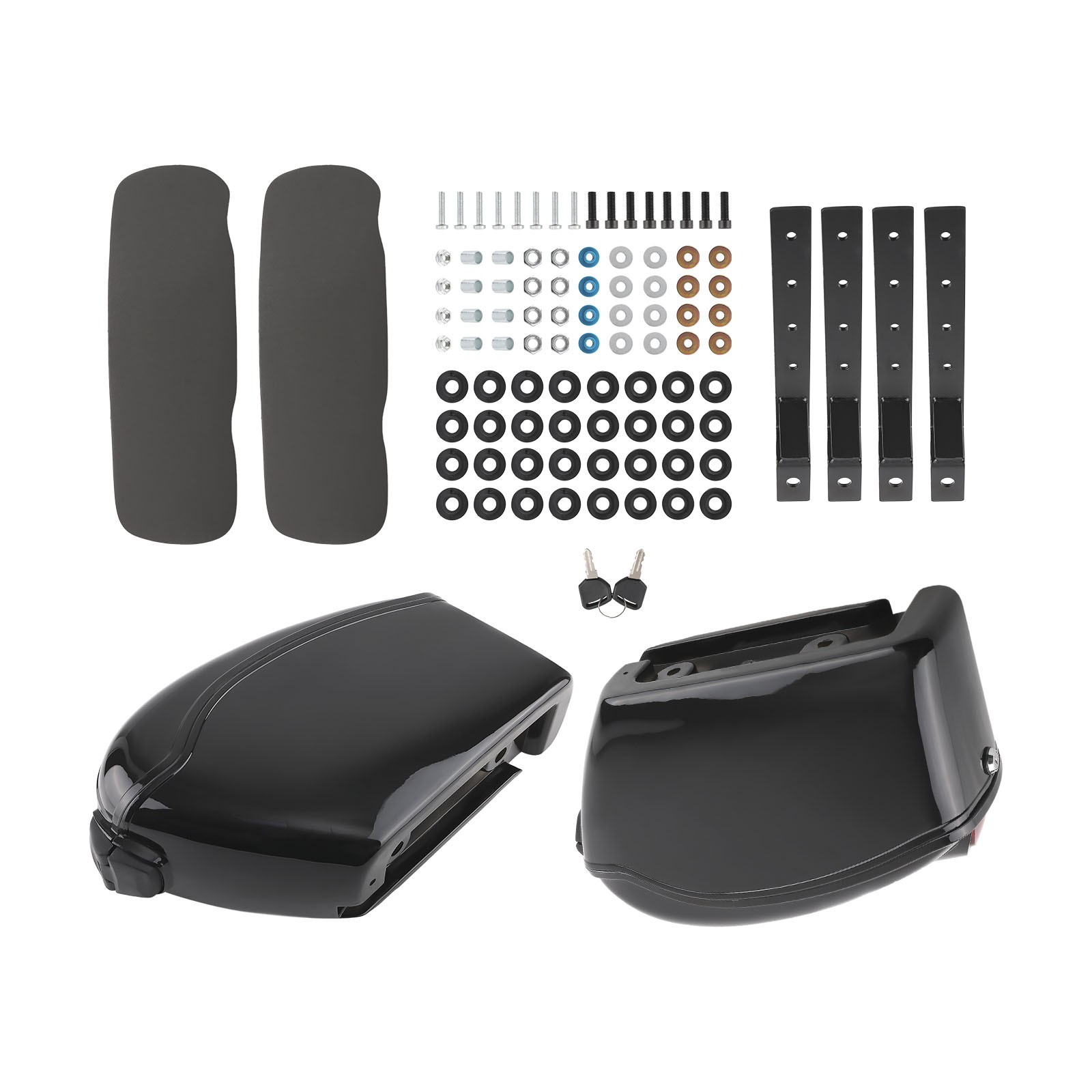 Black Hard Saddle Bags Trunk Luggage For Harley Honda Yamaha 48*30*16cm