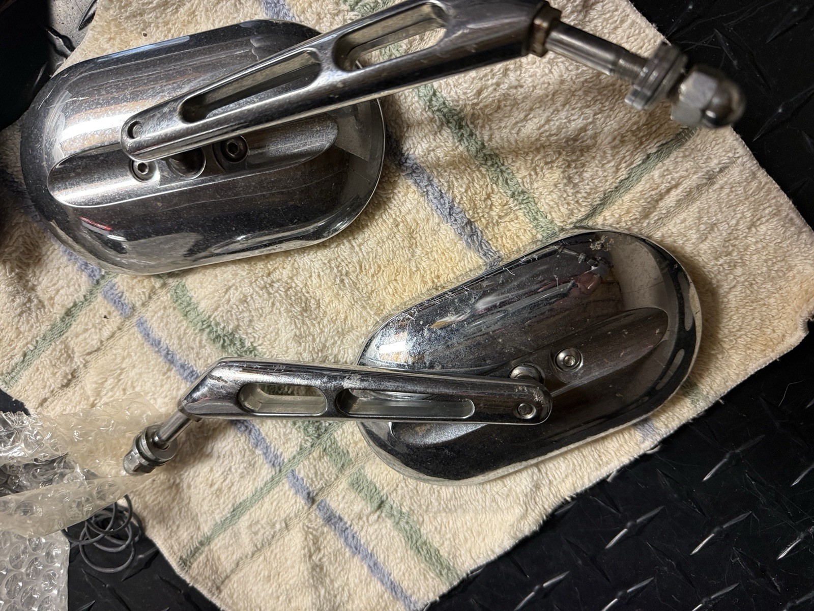 Motorcycle Rear View Mirrors, Universal Vintage, Adjustable, Convex, 2-Piece Set