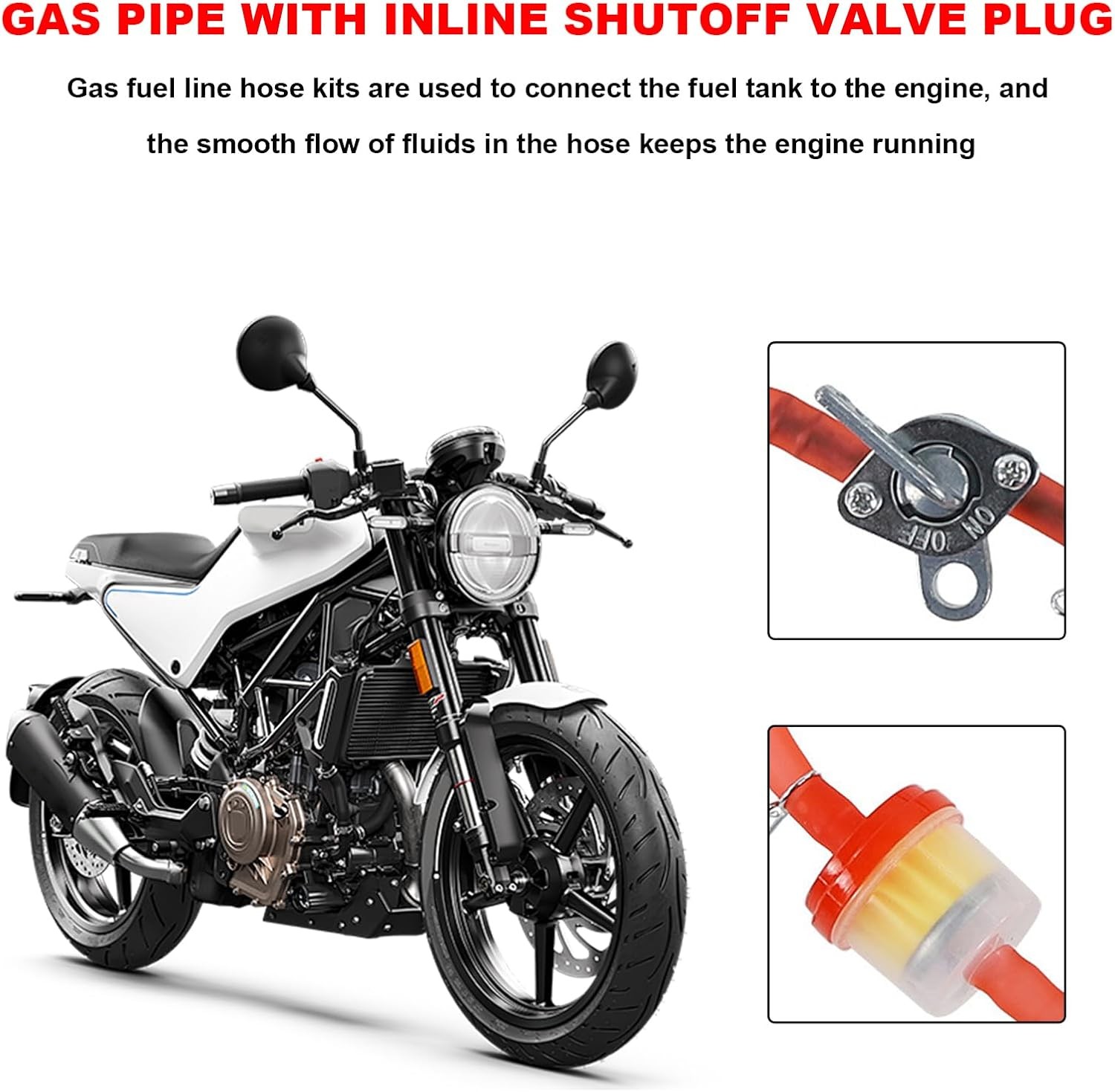 3/16 Motorcycle Diesel Fuel Line Hose Kit Filter Shut Off Valve ClamColor: Black