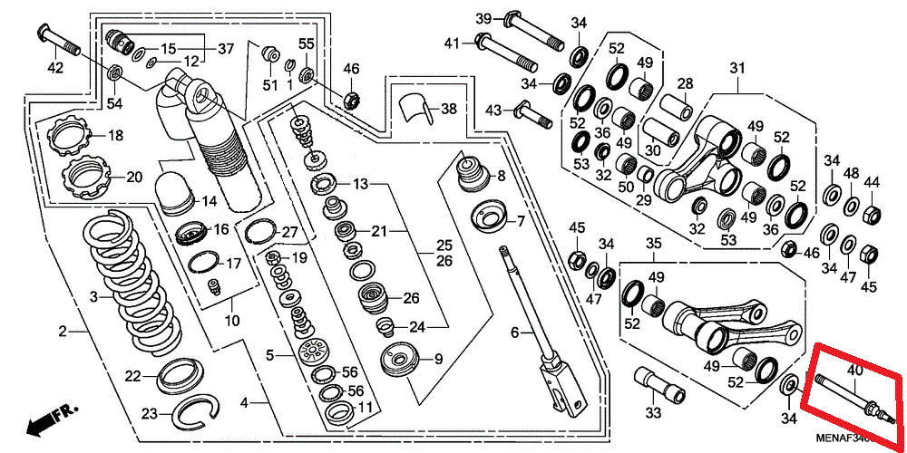 GENUINE OEM HONDA REAR SHOCK LINKAGE CHAIN ROLLER BOLT 12X116MM CRF250R CRF450R