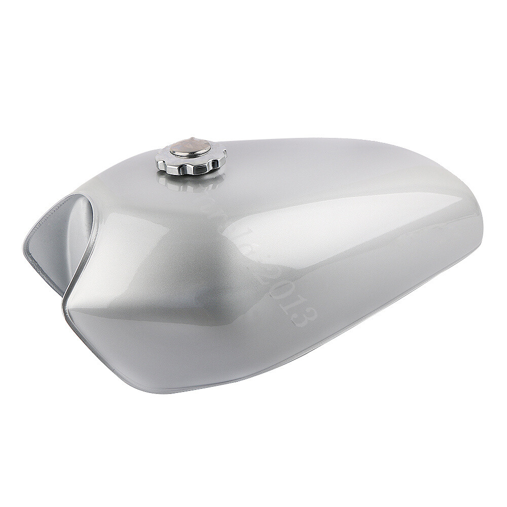 Silver Motorcycle Vintage 9L / 2.4Gal Fuel Tank & Tap For Honda CG125 Cafe Racer