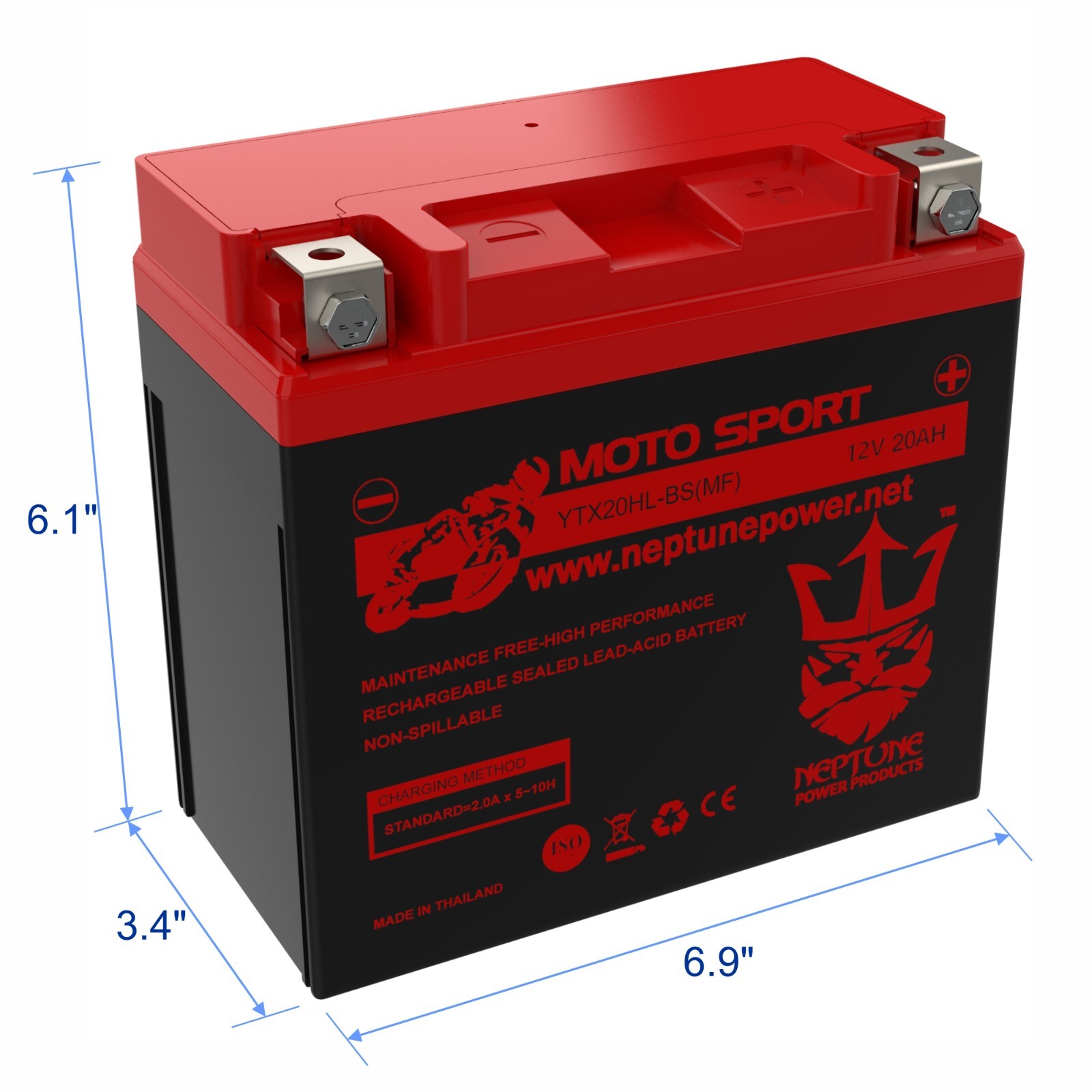 Neptune Power Products Replacement For Moto Classic YTX20HL / YTX20L 12V 20Ah