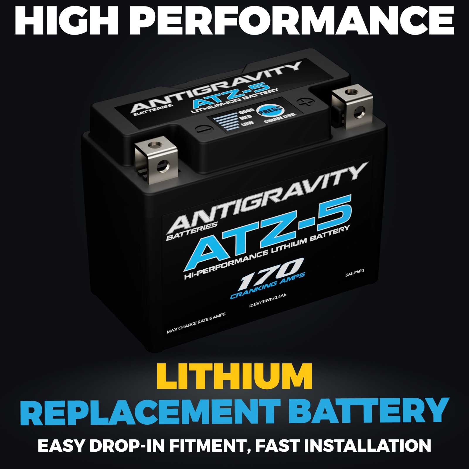 Antigravity ATZ-5-X Lithium Motorcycle Battery Replaces YTZ5S YTZ7S BTZ5S