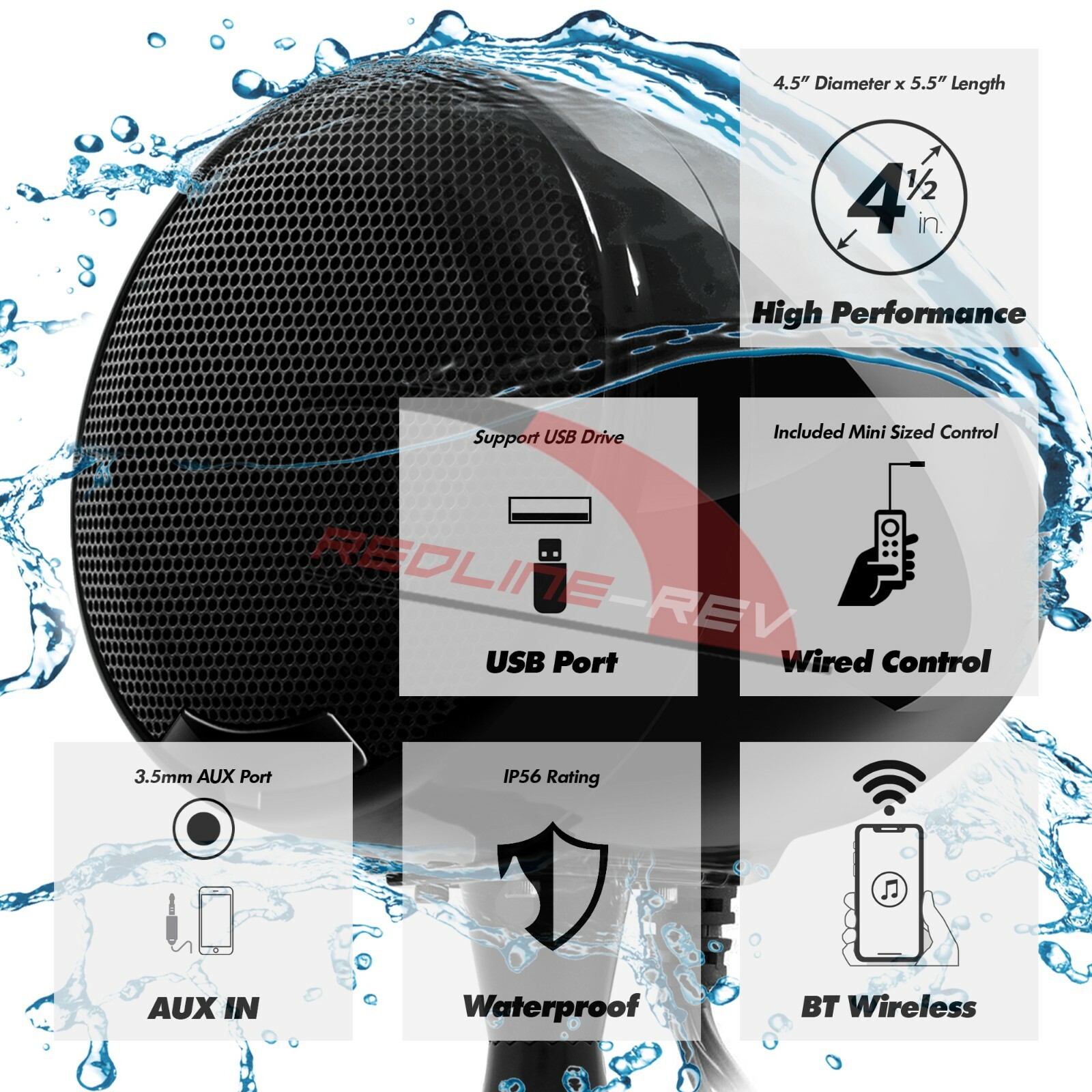 Refurb Waterproof Bluetooth Motorcycle Stereo Speakers Amplifier Audio System