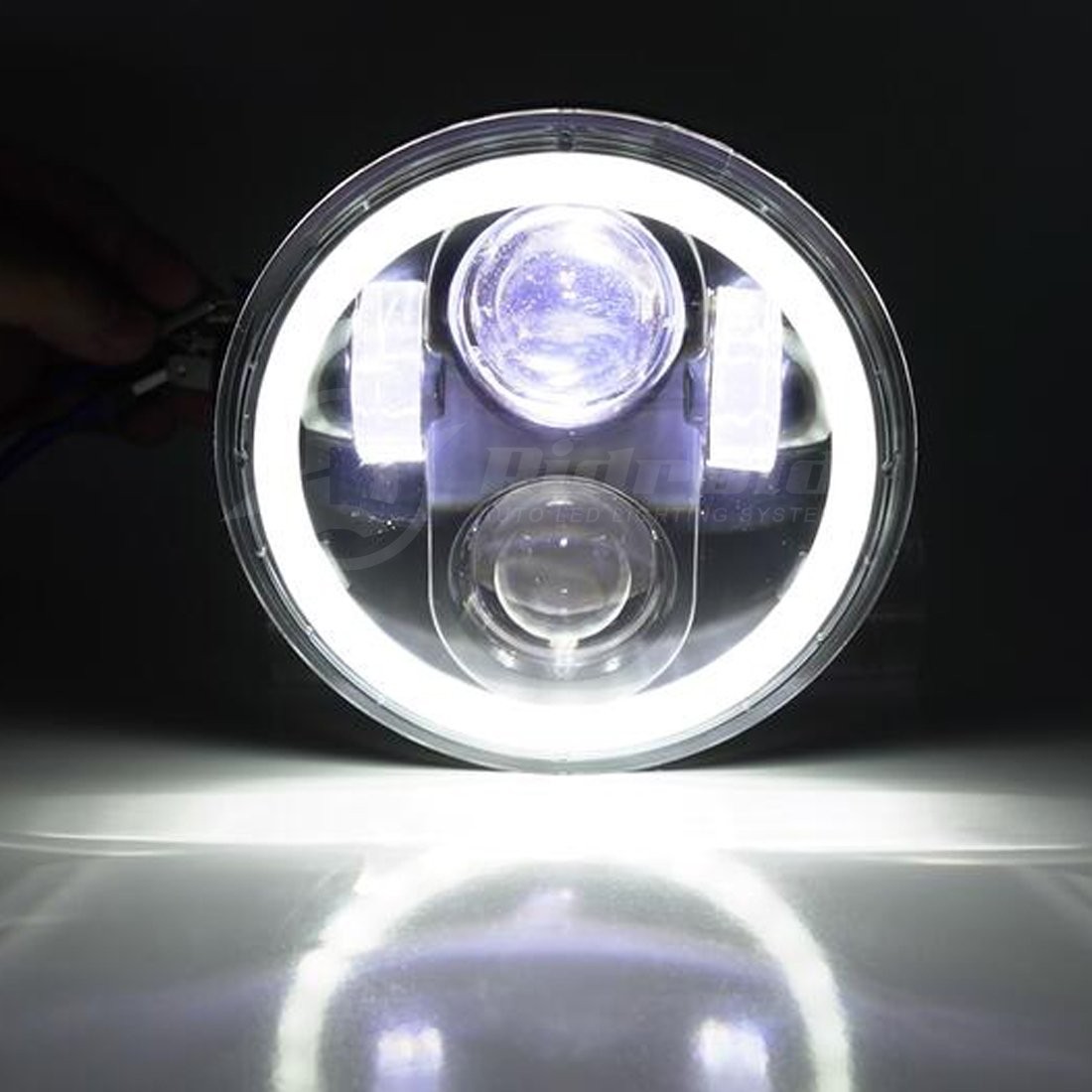 Black 5-3/4″ 5.75 80W LED Headlight for Harley Sportster Dyna Softail Motorcycle