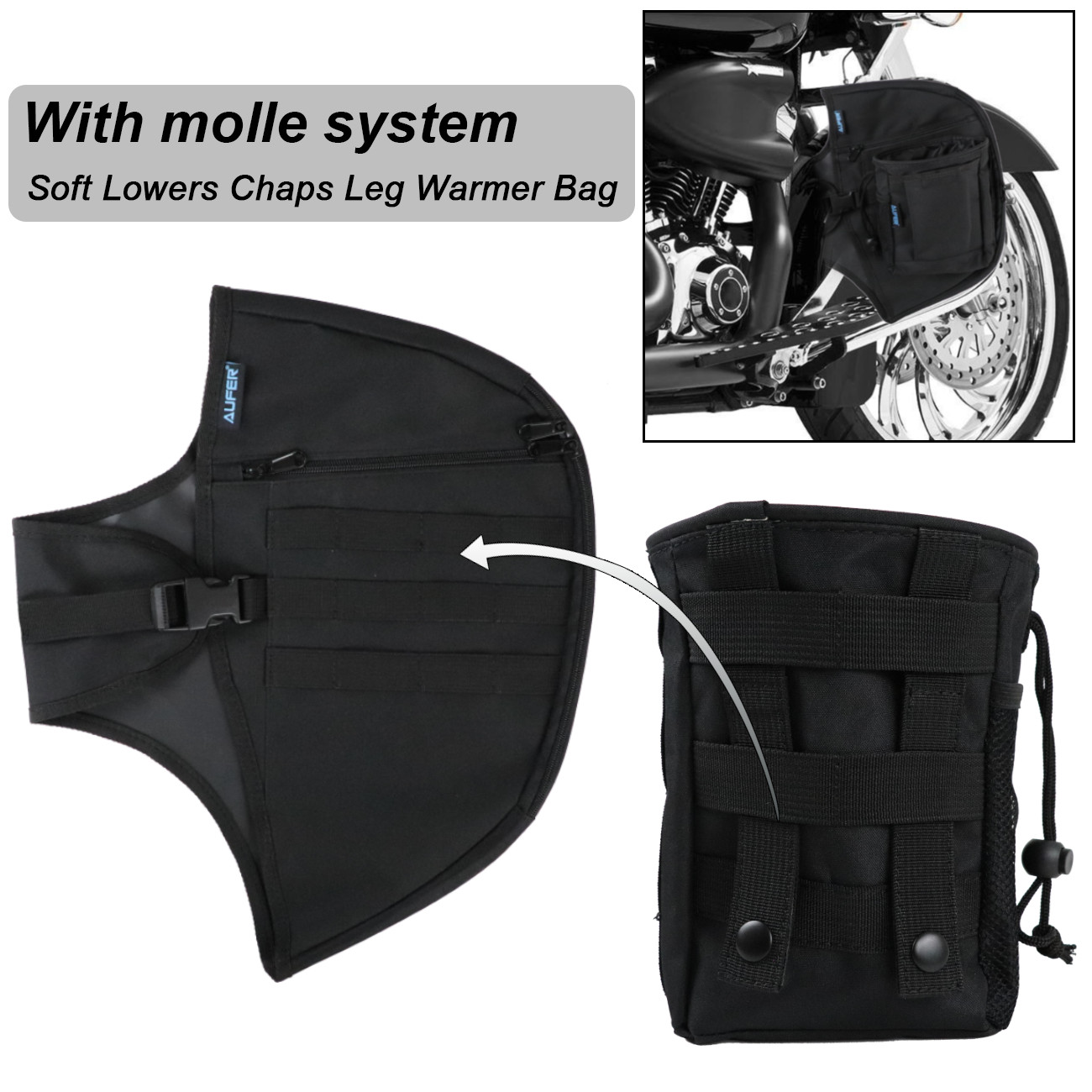For Touring Models 80-2023 Soft Lowers Chaps Synthetic Leather Engine Bar Covers