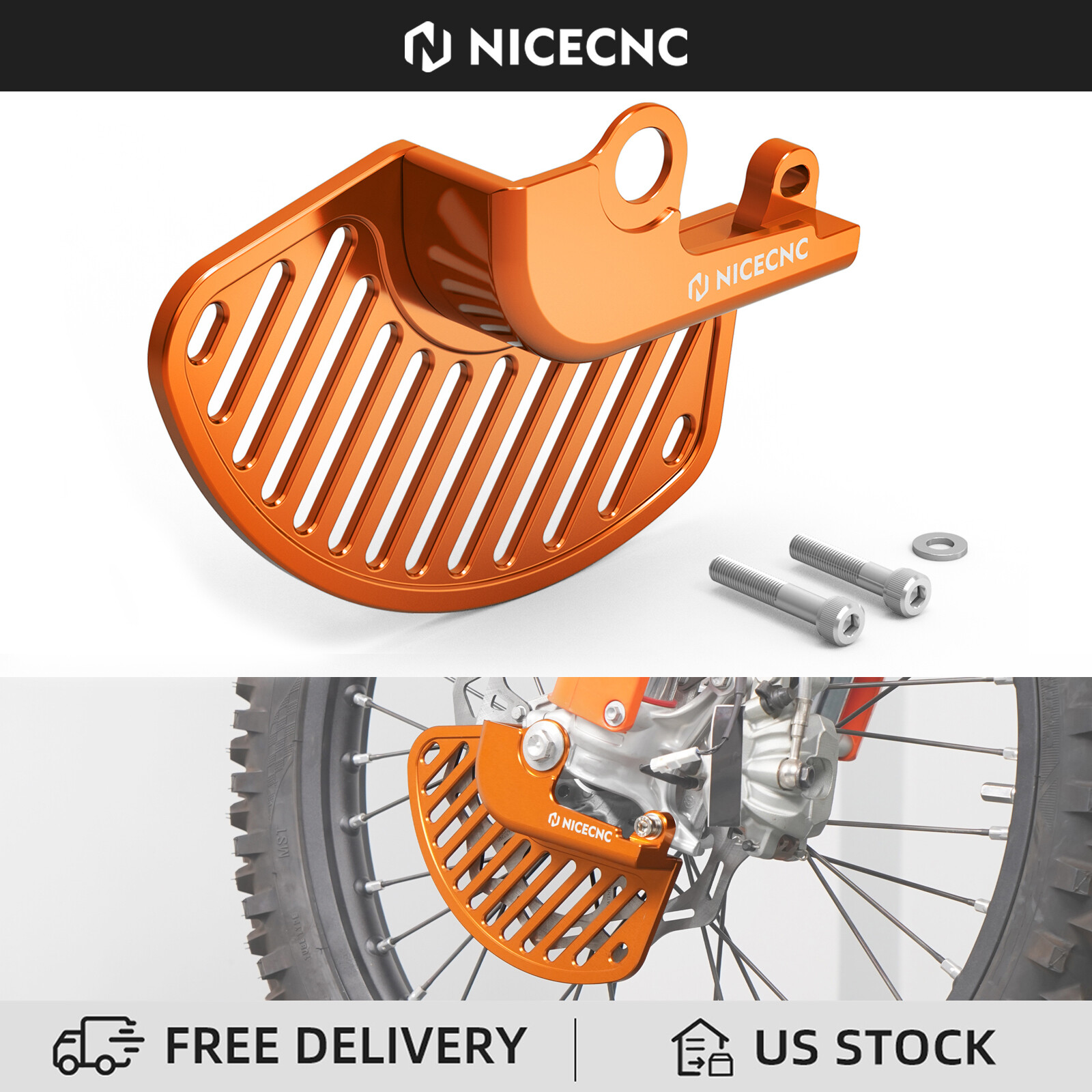 NICECNC Front Brake Disc Guard Cover For KTM 250 350 450 XC-F SX-F 2015-2024