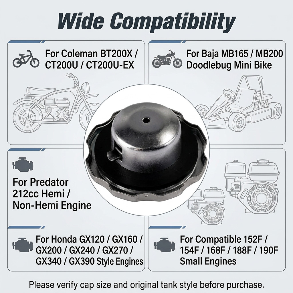 JMCH Upgraded New Metal Gas Fuel Tank Cap For Coleman BT200X CT200U, Baja MB165