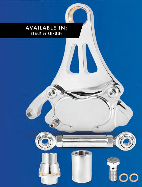 LEFT FRONT HARLEY SPRINGER NEW CHROME BRAKE CALIPER KIT DNA BOBBER 1999′