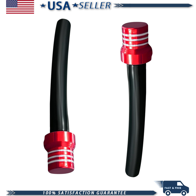 2PCS Motorcycle Breather Hose Gas Tank Cap, Aluminum One Way Vent ValvColor: Red