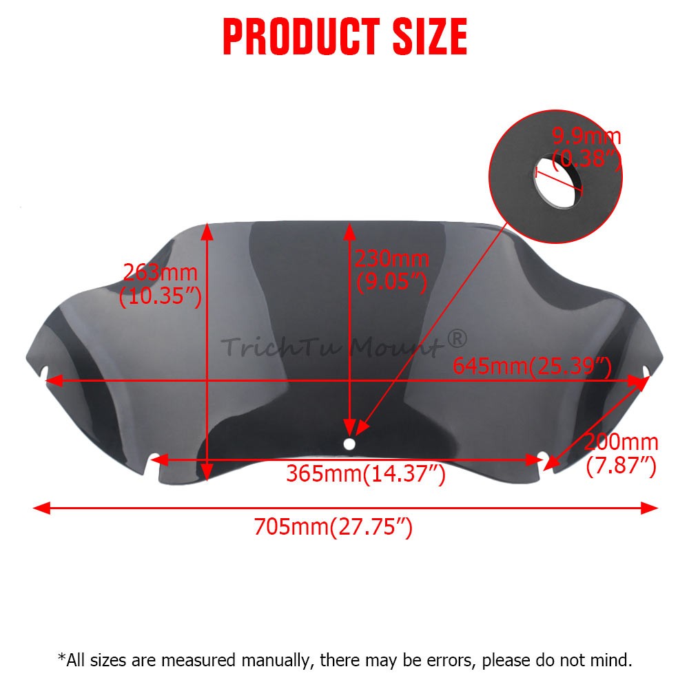 9.5″ Smoke Windscreen Windshield Air Deflector For Harley Road Glide 1998-2013