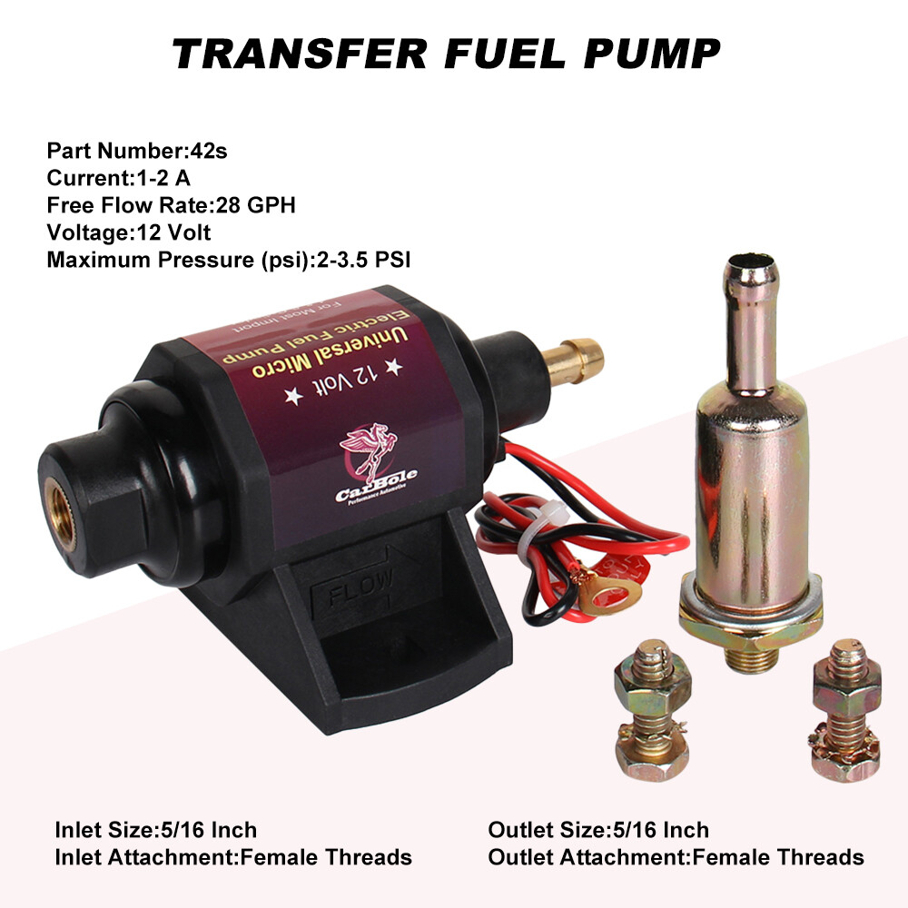 Universal Electric Fuel Pump Carburetor 12V 42GPH Gasoline 2-3.5PSI Low Pressure