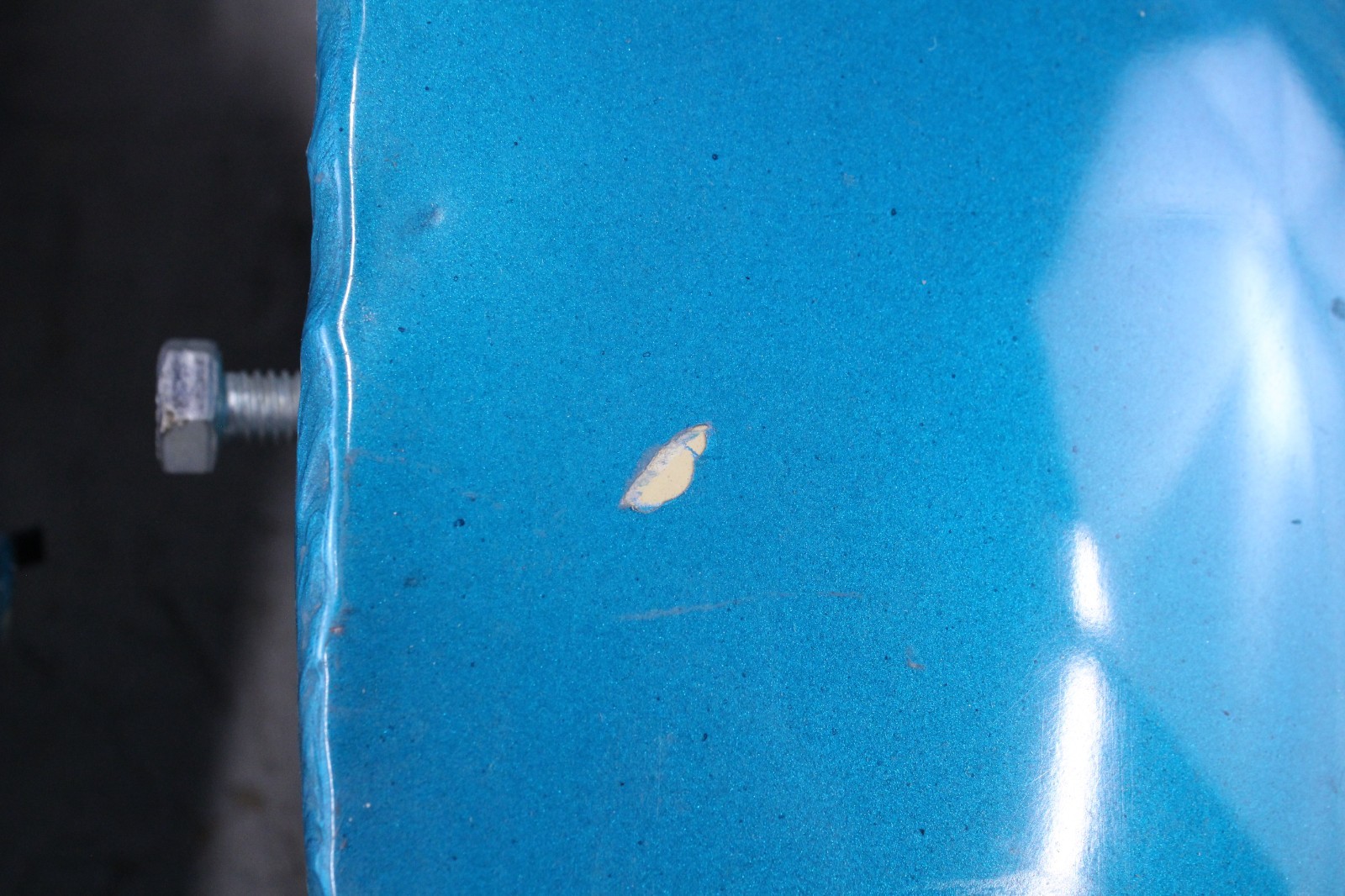 Harley Shovelhead Gas Tank Fuel Split Aftermarket Paint Silver and Aqua