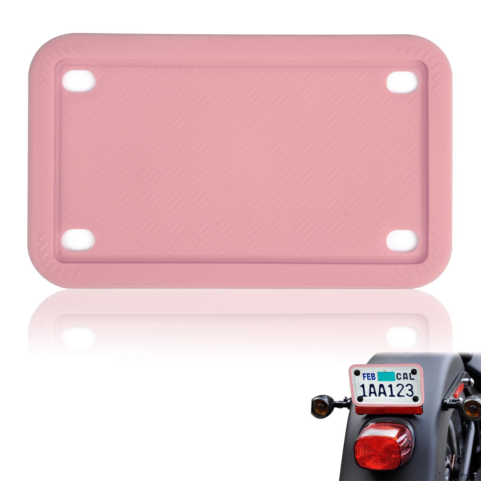 Pink Motorcycle Silicone License Plate Frame Rust Proof Weather Proof Universal