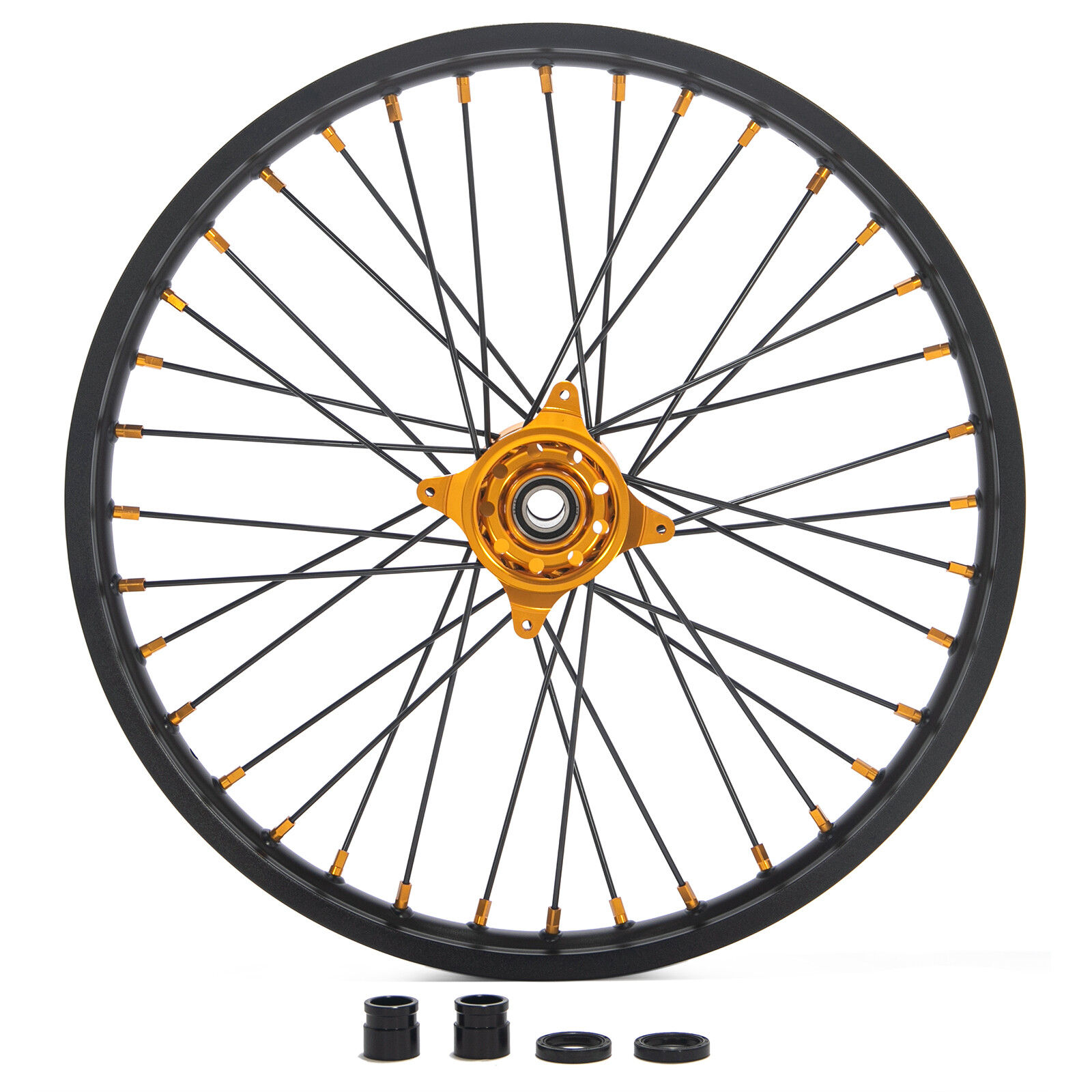For Suzuki 21/18 CNC Machined Wheels Gold Hubs Set RMZ250 2007-24 RMZ450 2005-24