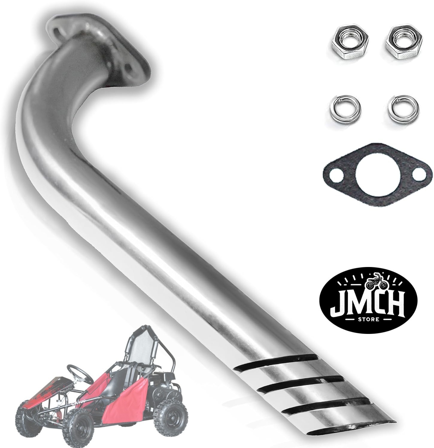 JMCH Go Kart Exhaust Header Pipe Kit for Coleman CK100-S SK100 GK100 98cc