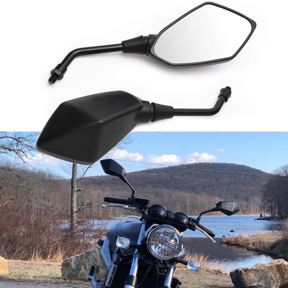 Black Motorcycle Convex Rear View Side Mirror 10MM For Lifan X-Pect 200 /Yamaha