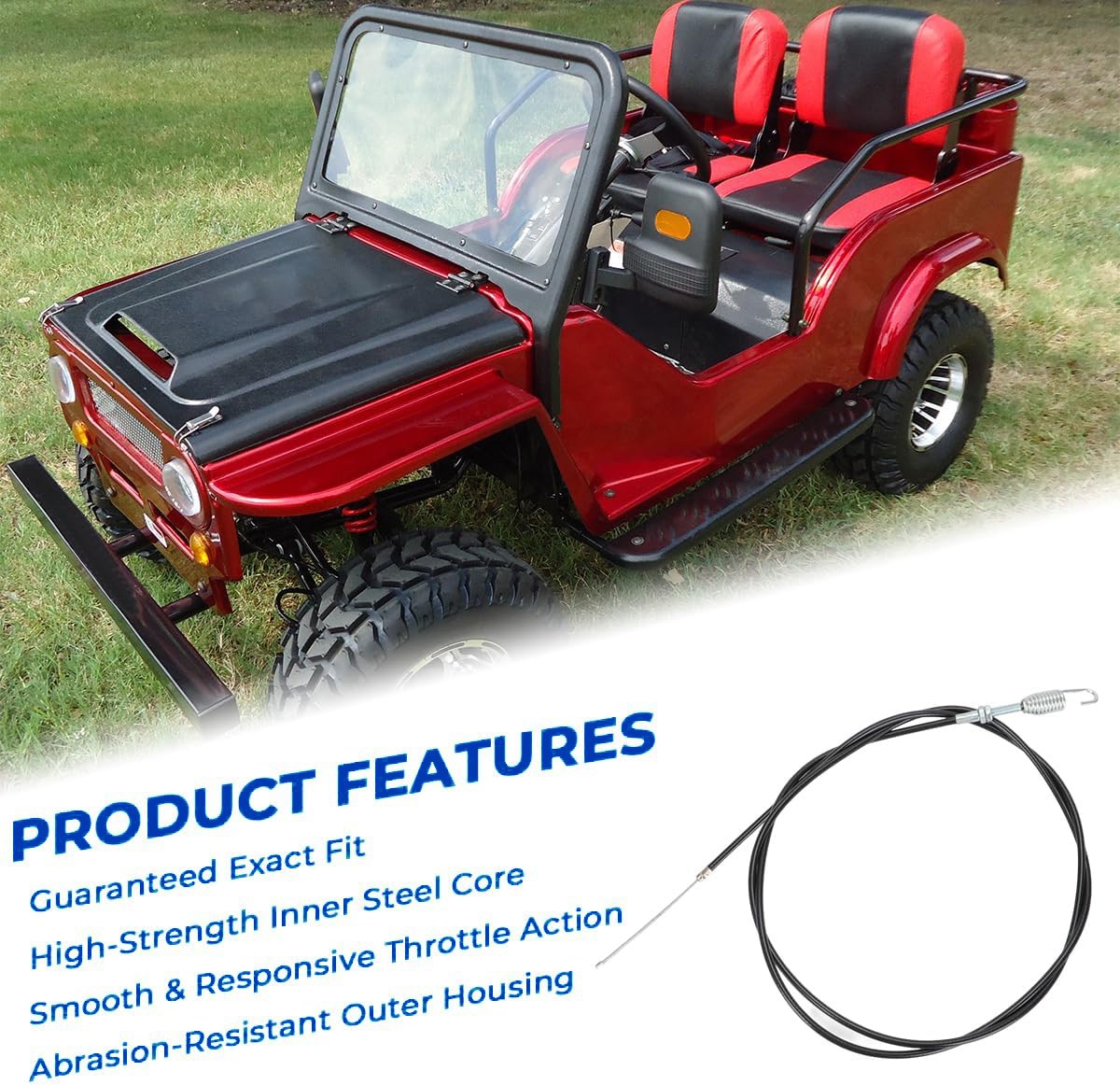 US Black Throttle Cable For 125cc Mini Jeep Go Kart, Telee TL125GK-A(Ranger 125)