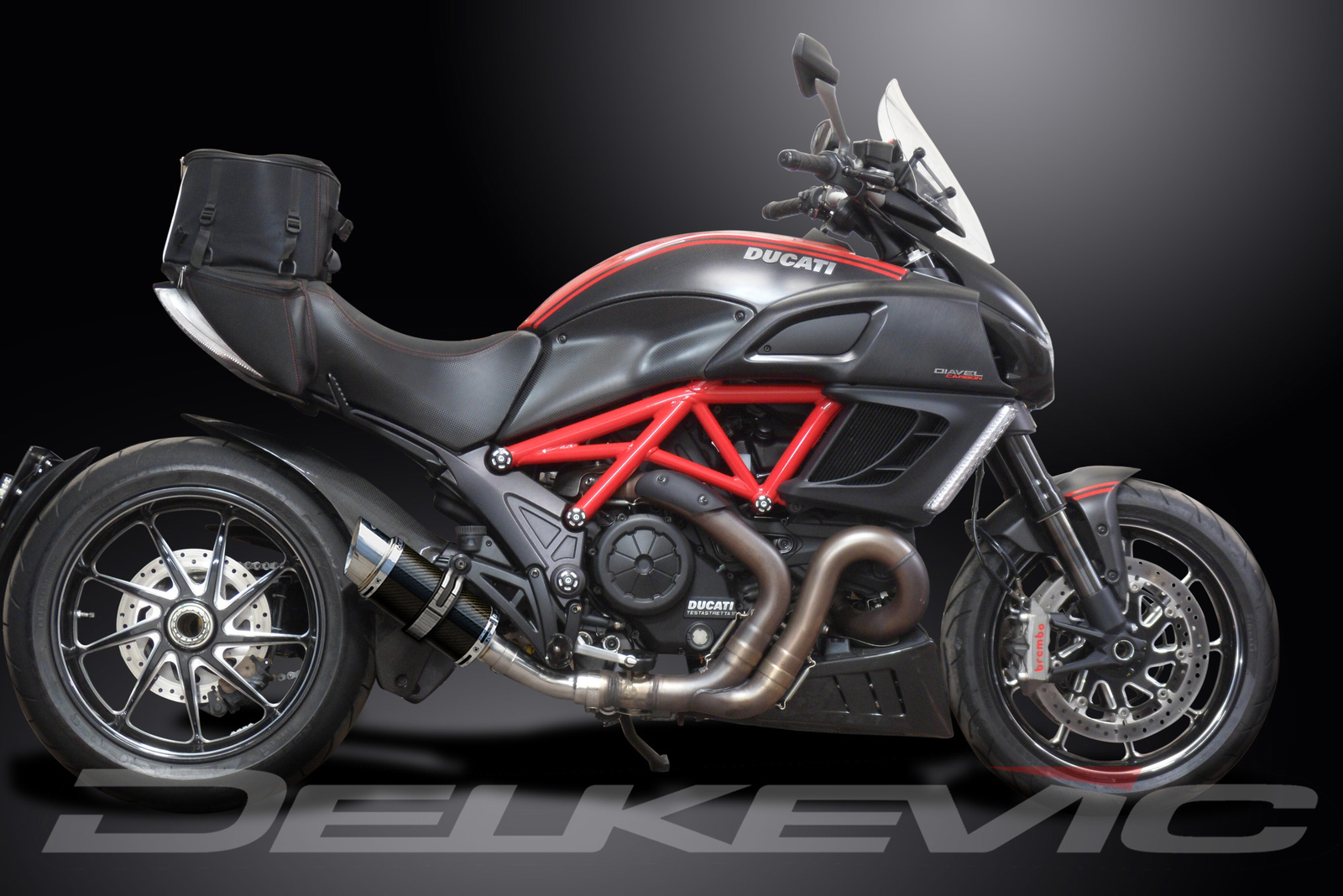 Ducati Diavel 2011-2019 Delkevic Slip On 8″ Round Carbon Exhaust Muffler Kit