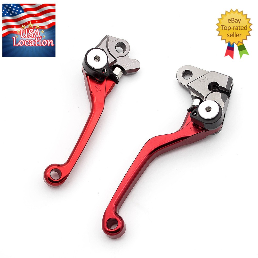 For Honda CRF250F 2019-2023 Red Clutch Brake Levers & Grips Handle Dirtbike Set