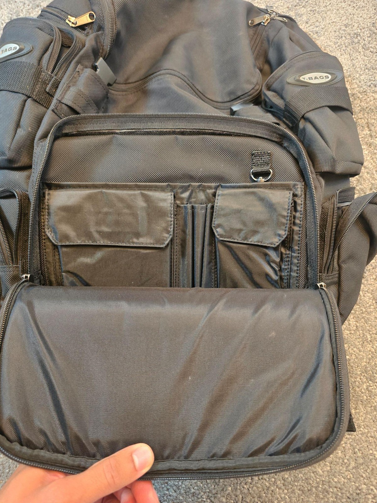 Tbags Motorcycle Tail Bag Touring Luggage Black Textile Pockets Roll Bag Straps