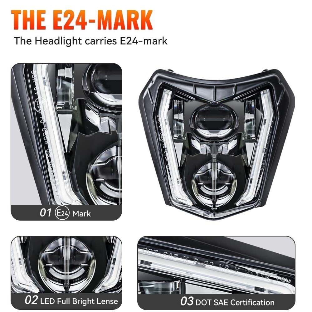 LED Headlight H/L beam IP67 For KTM 2017-2021 EXC XCW 250 350 450 500 SMC-R 690