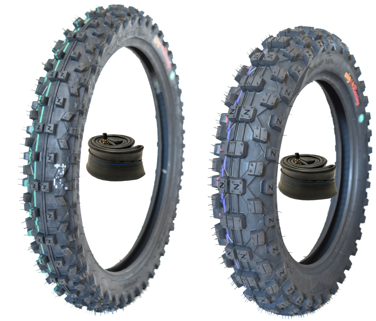 WIG Racing 90/100-16 and 70/100-19 Tire with Heavy Duty 2.5mm Inner Tubes