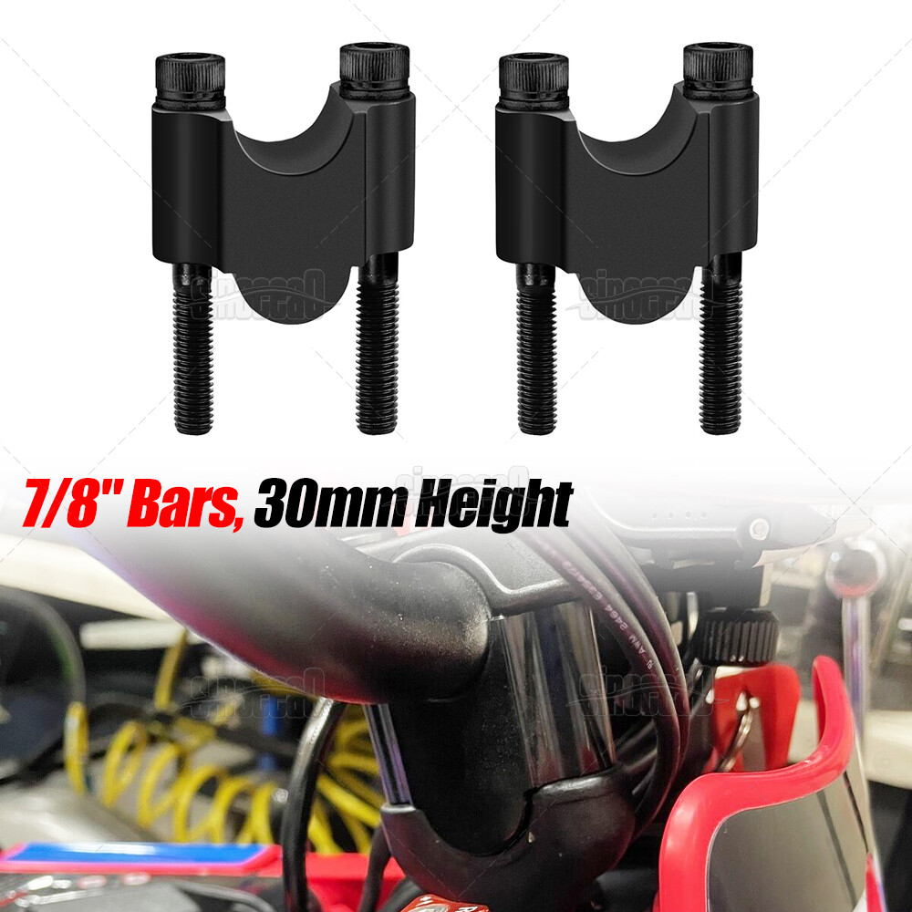 Black Handlebar Clamp Risers 7/8″ Bars 30mm Height For KAWASAKI KLR650 2022-2024