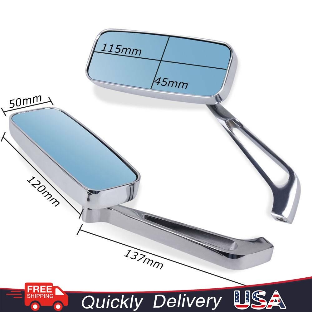 Rectangle Motorcycle Rear View Side Mirrors For Harley Street Glide Road King US