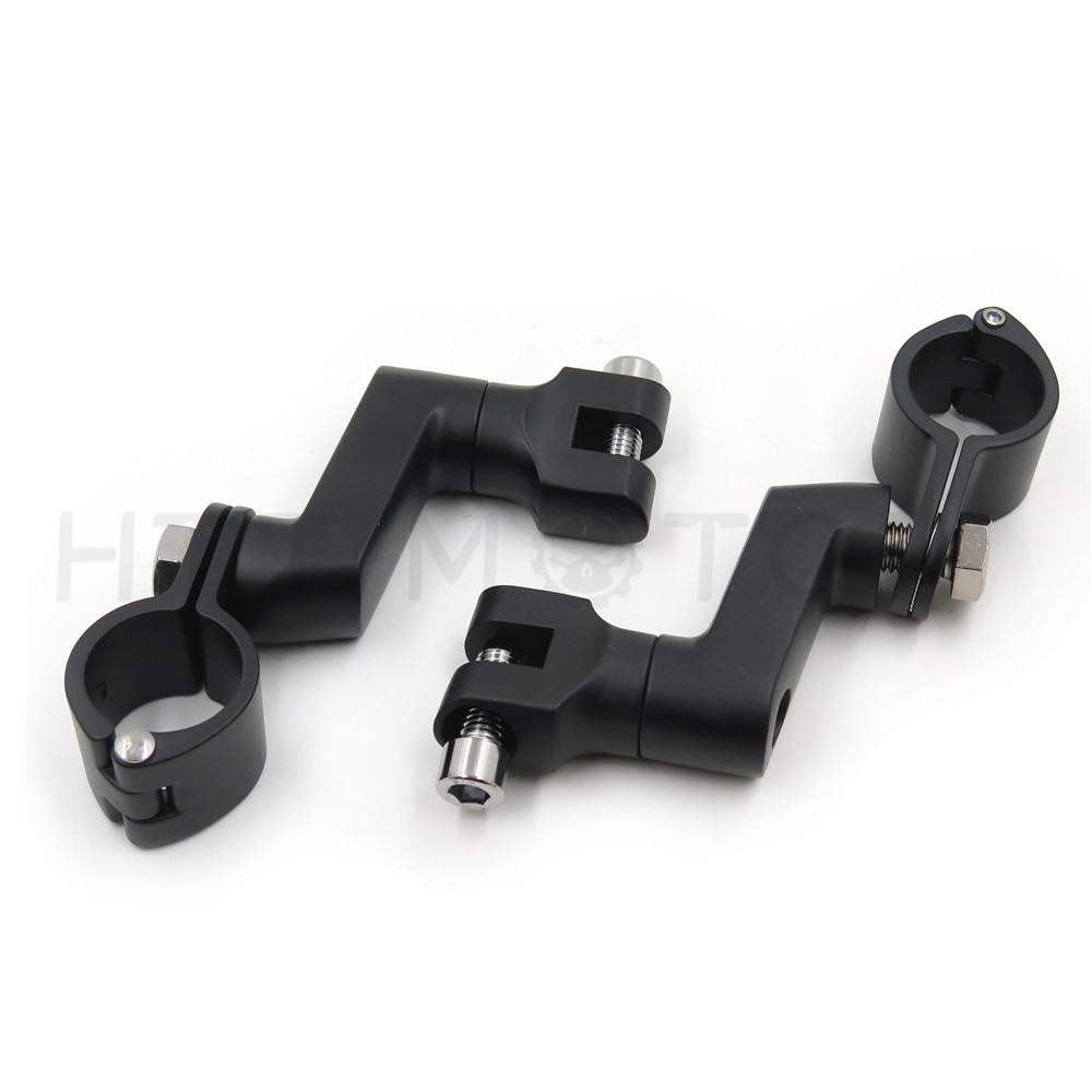 Black 1.5″ 1-1/2″ 38mm Bar Engine Crash Highway Foot Peg Mount Footrest For Harl