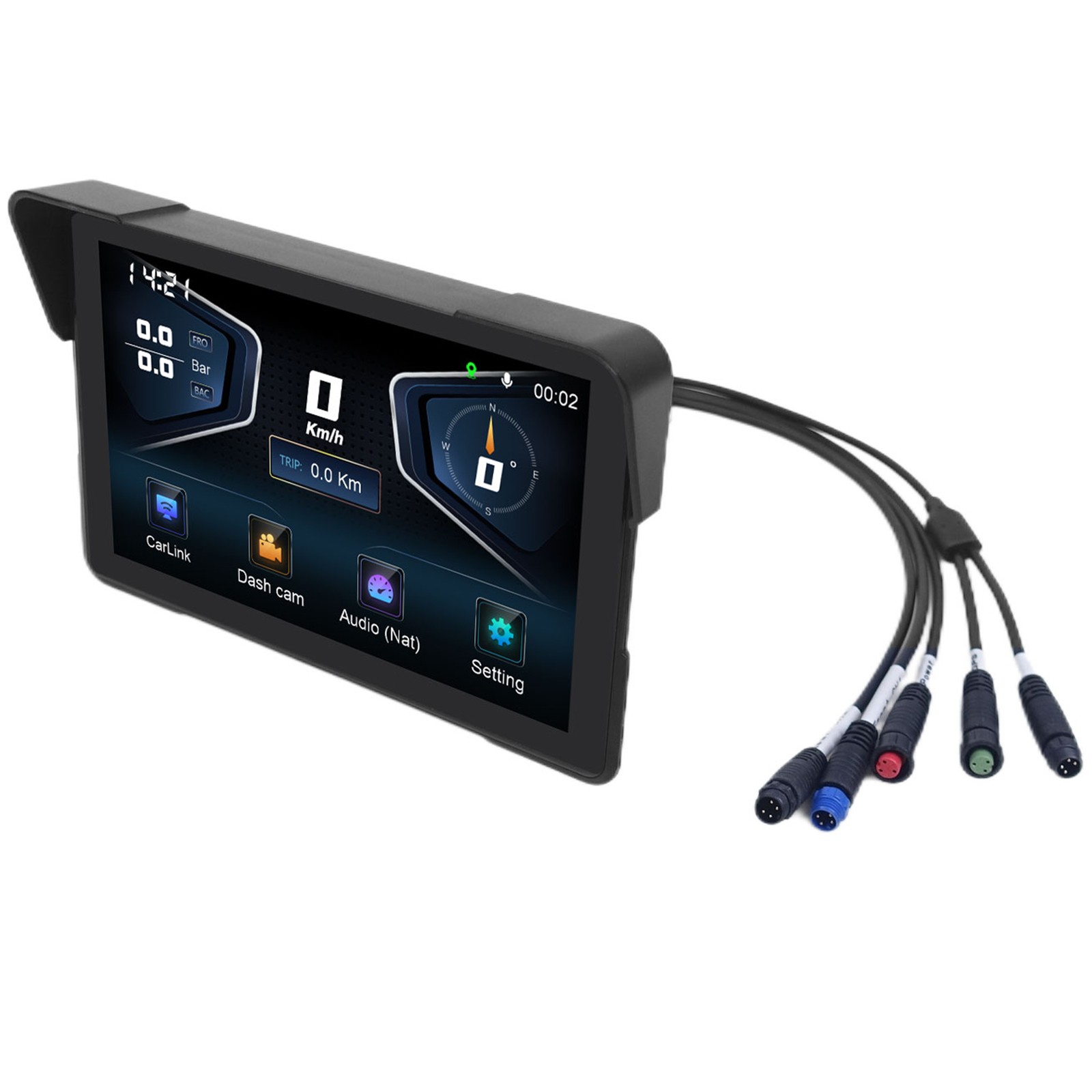 7″ IPS TOUCH SCREEN MOTORCYCLE GPS NAVI WIRELESS CARPLAY ANDROID SCOOTER MOPED