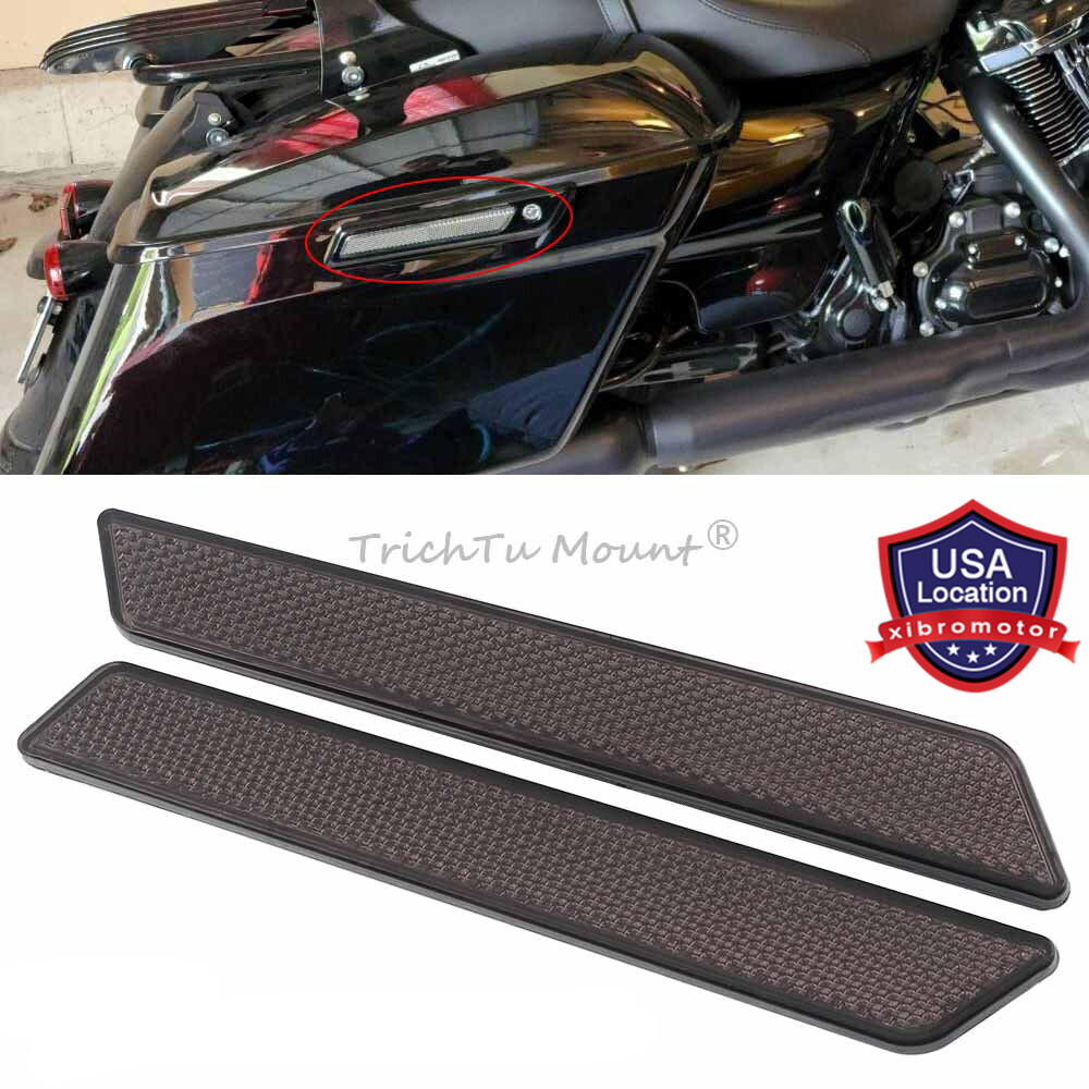 Smoke Saddlebag Latch Cover Reflector For Harley Touring Street Road Glide 14-up