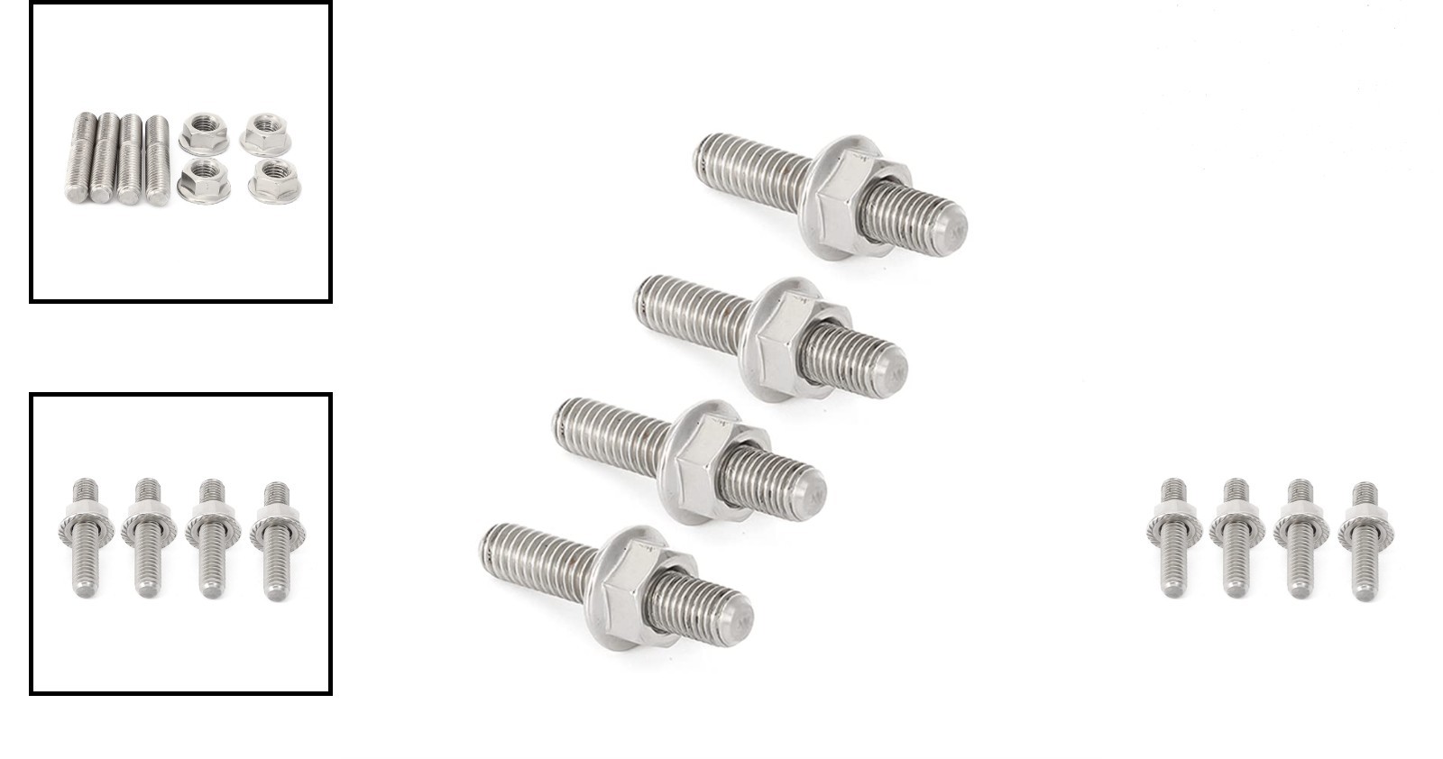 Harley Big Twin Sportster Exhaust Studs Nuts 3/8 Inch Zinc Chrome 8 Pcs