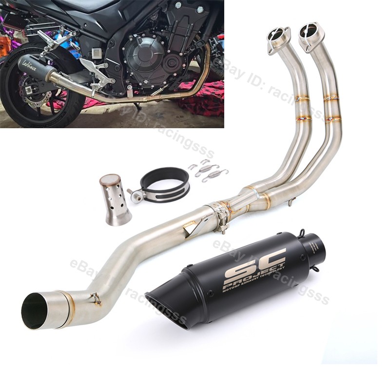 Full System Exhaust Front Pipe Muffler For Honda CBR500R CB500X CB500F 2013-2026
