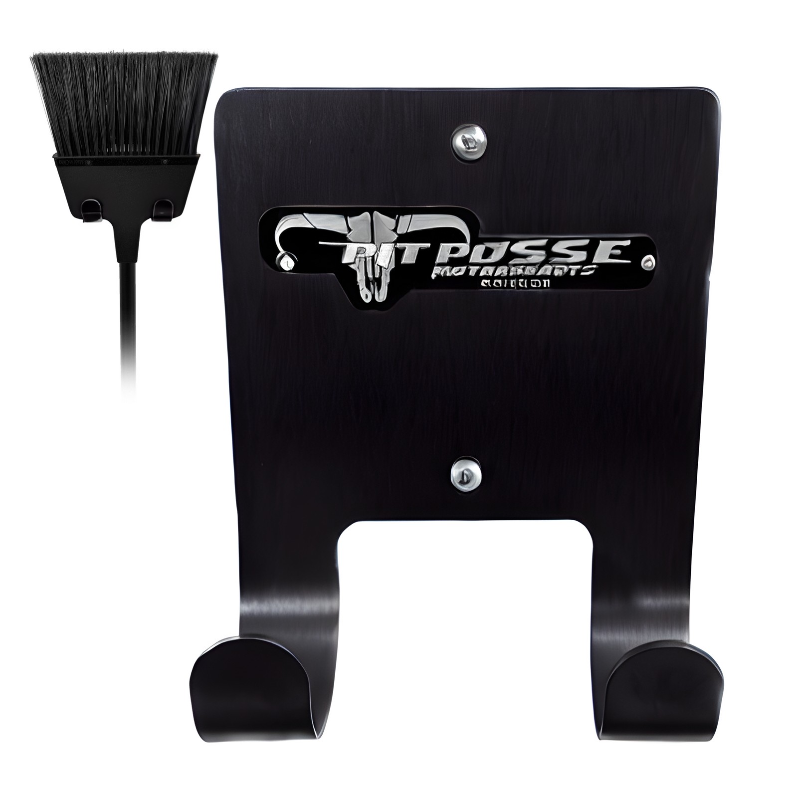 Pit Posse Aluminum Broom Wall Holder Trailer Garage Storage Organizer (Black)