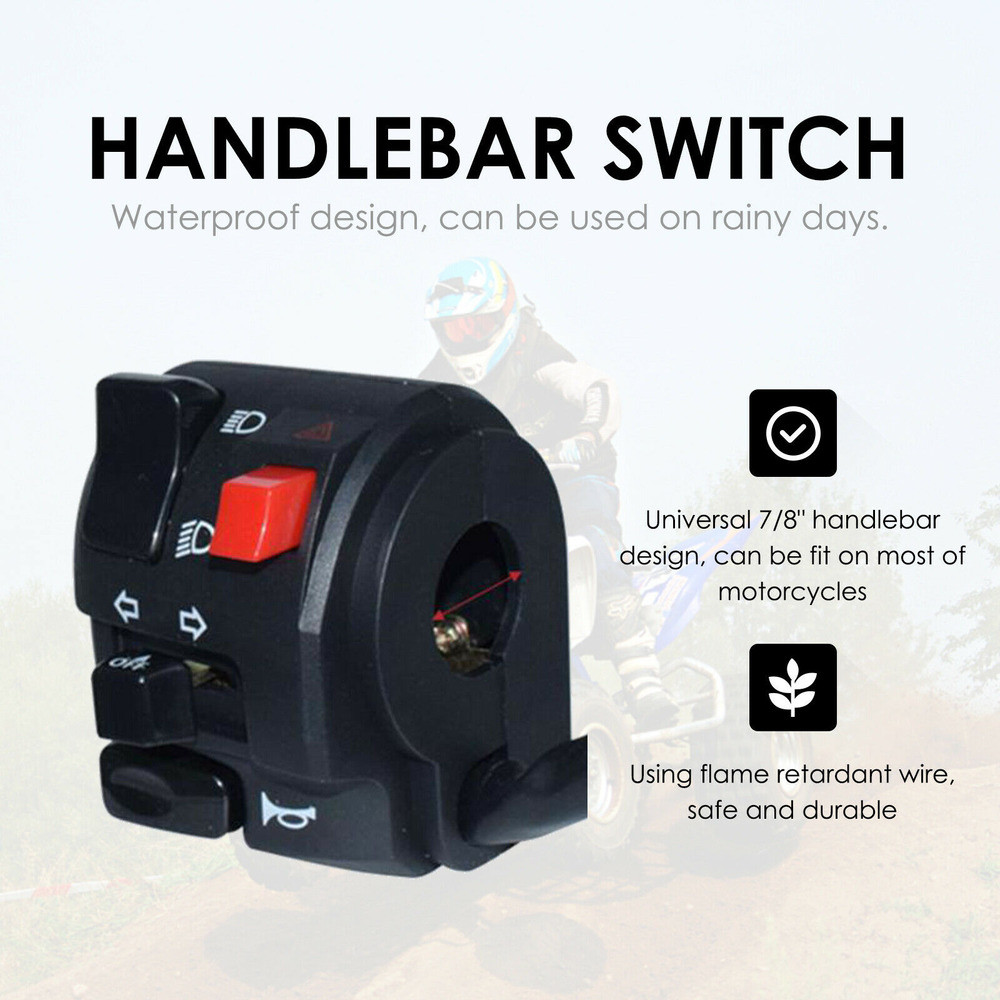 Left 7/8″ Motorcycle Handlebar Warning Horn Button Turn Signal Controller Switch