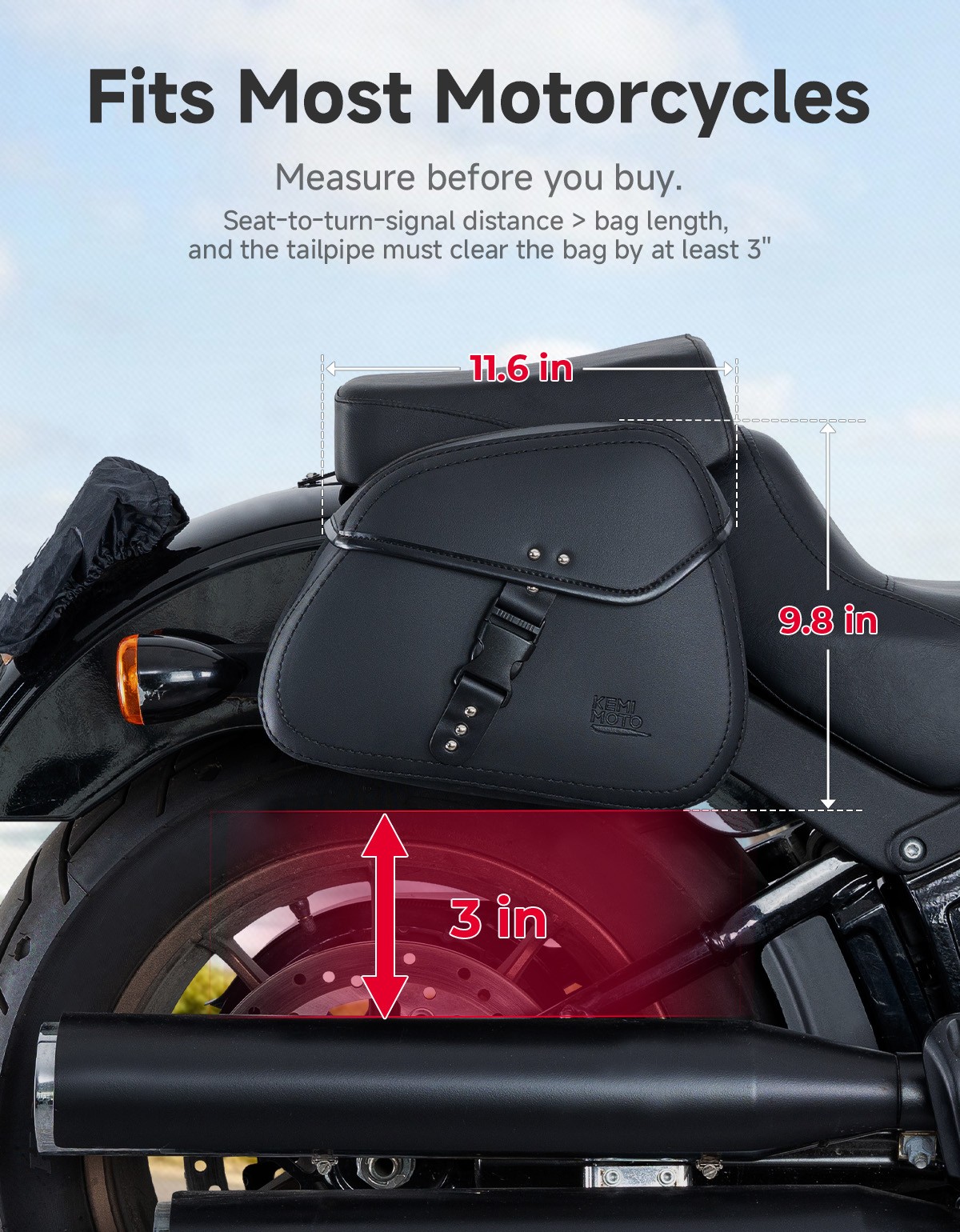 16L Universal Saddlebags Motorcycle Leather w/Buckle for Sportster Softail Dyna