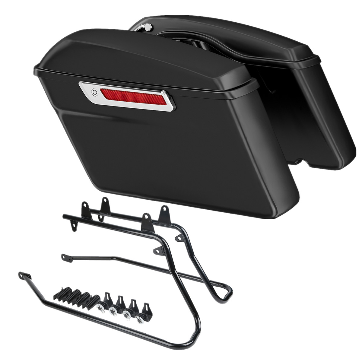 Matte Hard Saddle Bags w/ Conversion Brackets Fit For Harley Softail 1984-2017