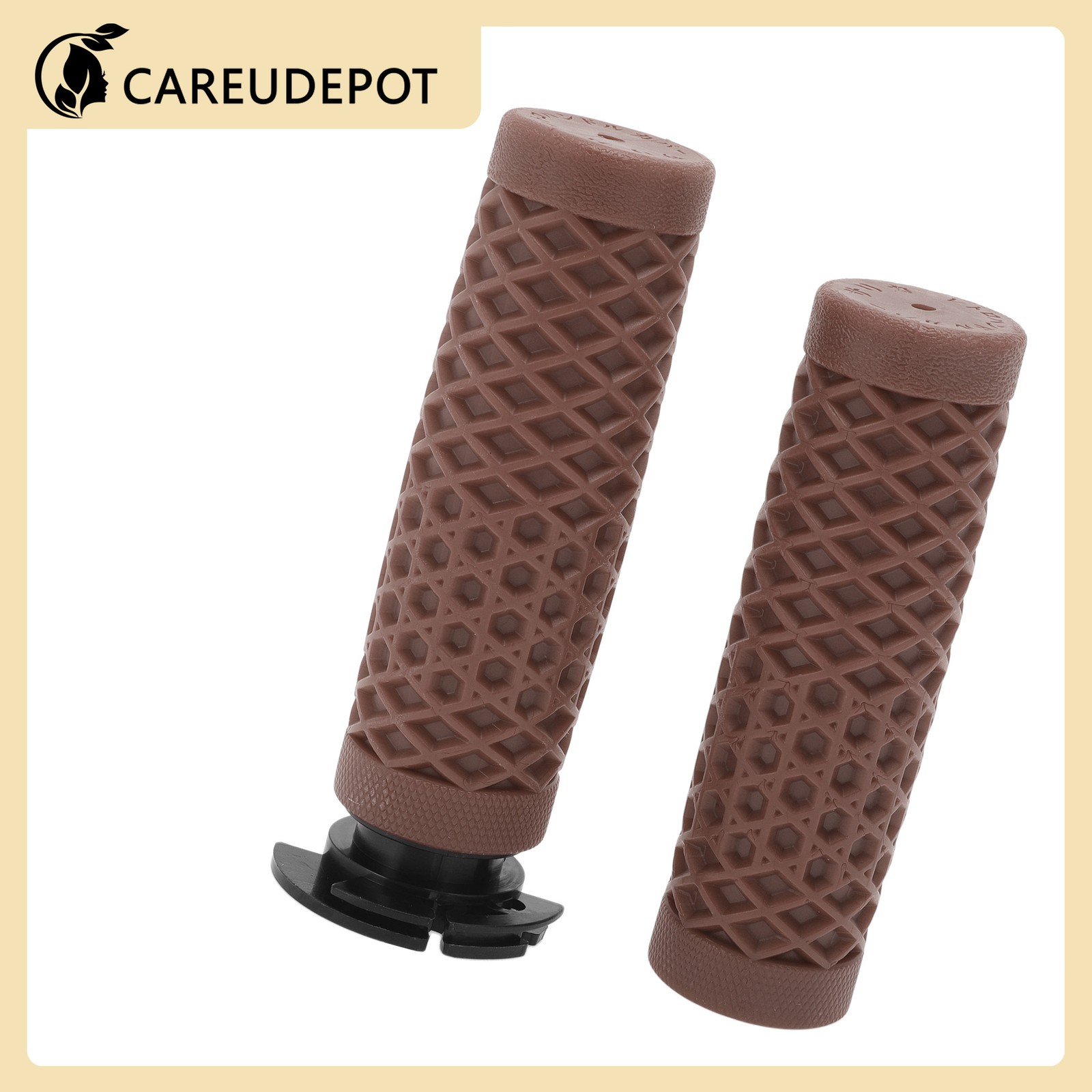 7/8in 22mm Motorcycle Hand Grips Cover Kit Handlebar Grips Brown