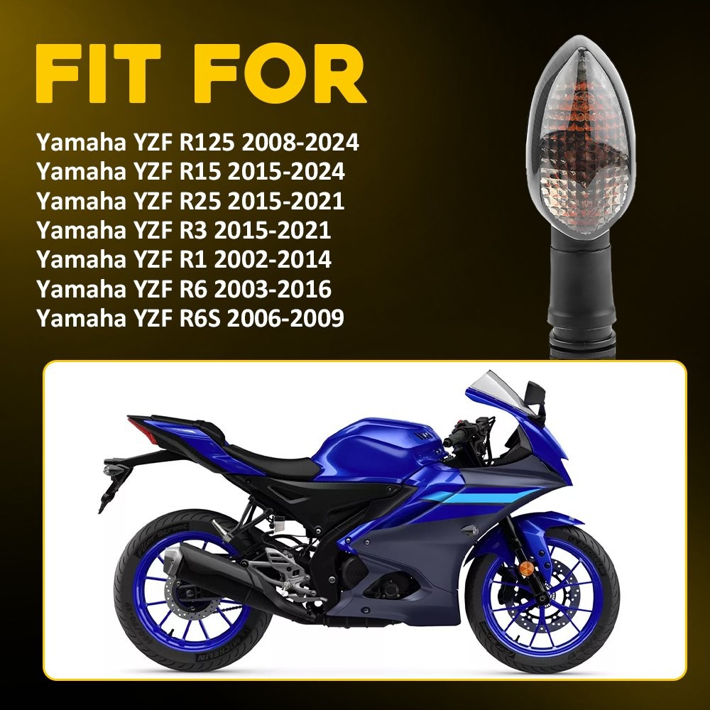 For 2015-2021 YAMAHA YZF R3 YZFR3 FRONT LEFT RIGHT TURN SIGNAL LIGHTS SMOKED