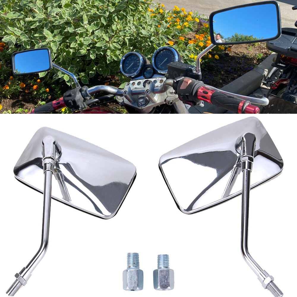 10mm Chrome Motorcycle Rectangular Rearview Mirror For Honda CB1000 CB125S CB500