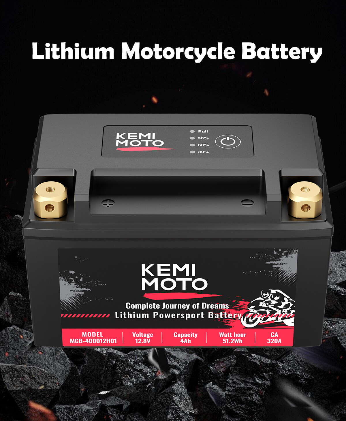 4Ah Lithium Motorcycle Battery YTX9-BS YTX7A-BS 12v 320A for ATV UTV Dirt Bike