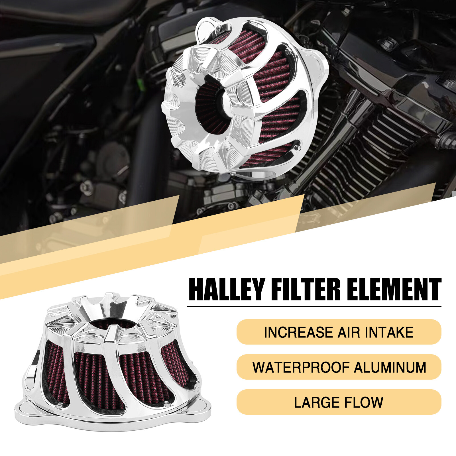 Chrome CNC Air Cleaner Intake Filters For Harley Touring Softail Dyna Road King