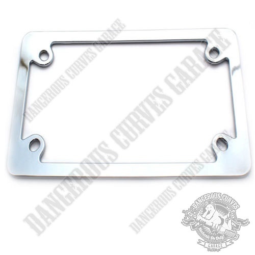 Show Chrome Metal Flat Edge License Plate Frame for Touring Motorcycle