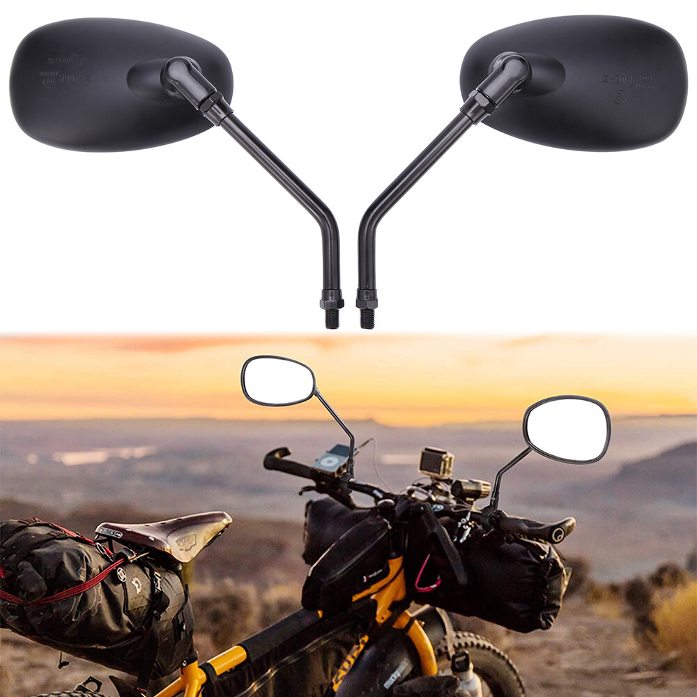 Pair Black Oval Motorcycle Rear View Mirrors For Victory Cross Country/ Octane