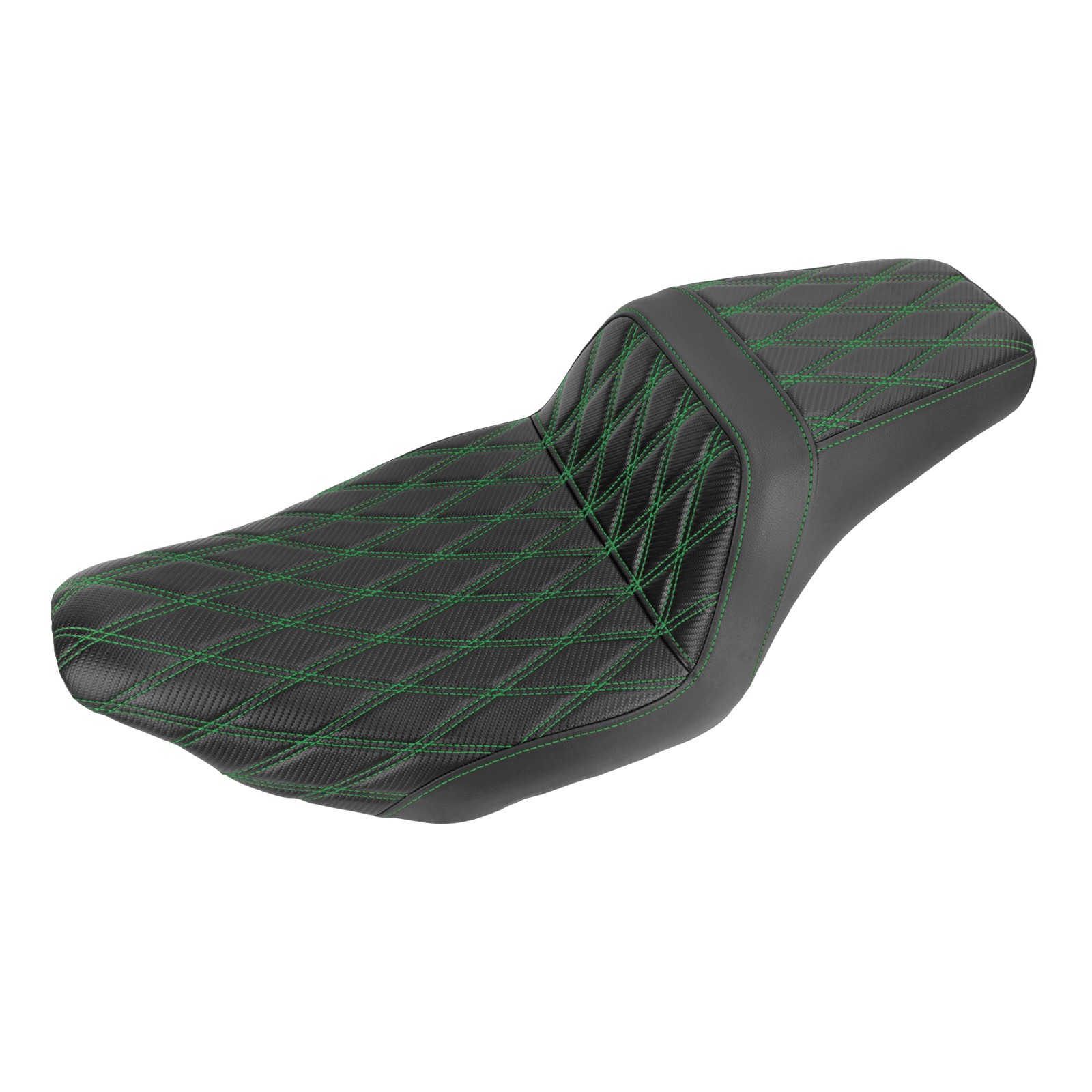 Black Motorcycle Seat Green Lattice For Harley Touring 24 up Street Road Glide