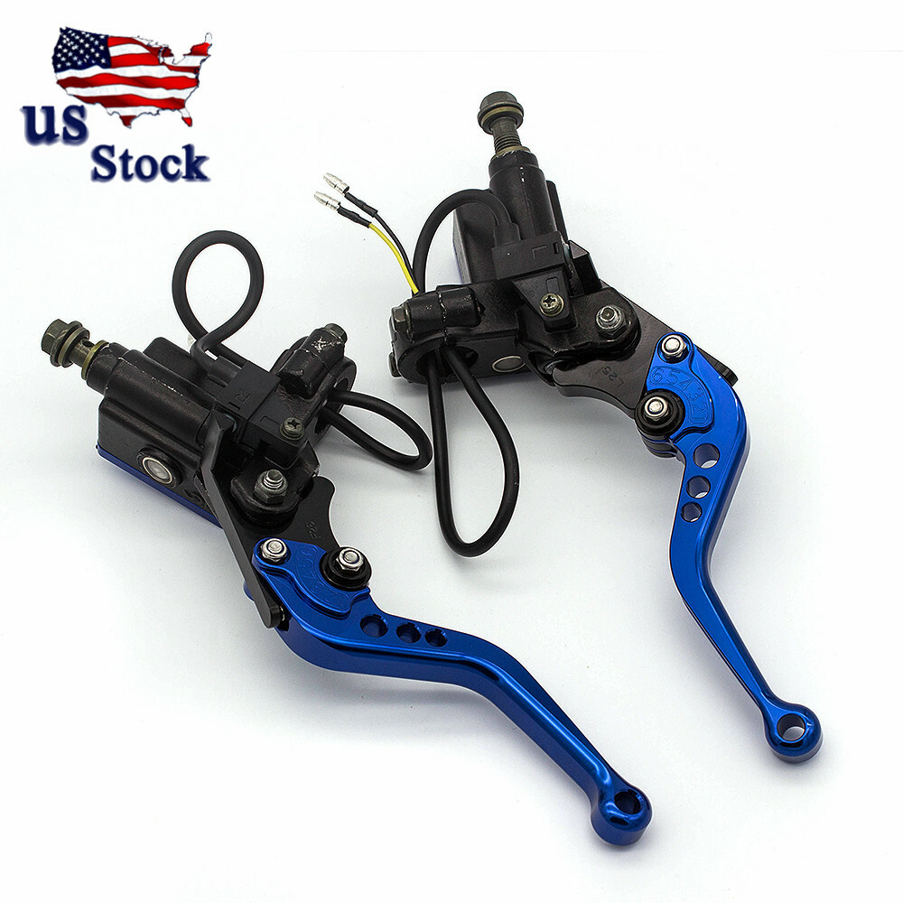 CNC 7/8″ Blue Motorcycle Hydraulic Brake Clutch Master Cylinder Reservoir Levers