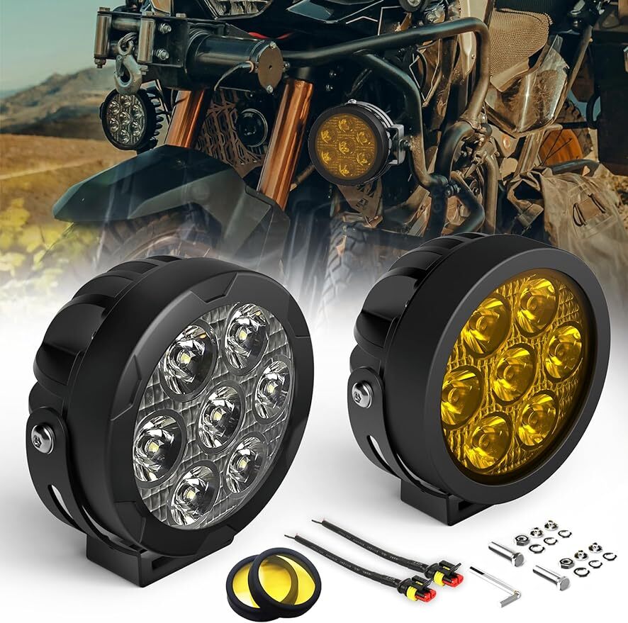 4.5″ 140W Motorcycle Auxiliary LED Pod Fog Driving Light W/Yellow Spot Off Road