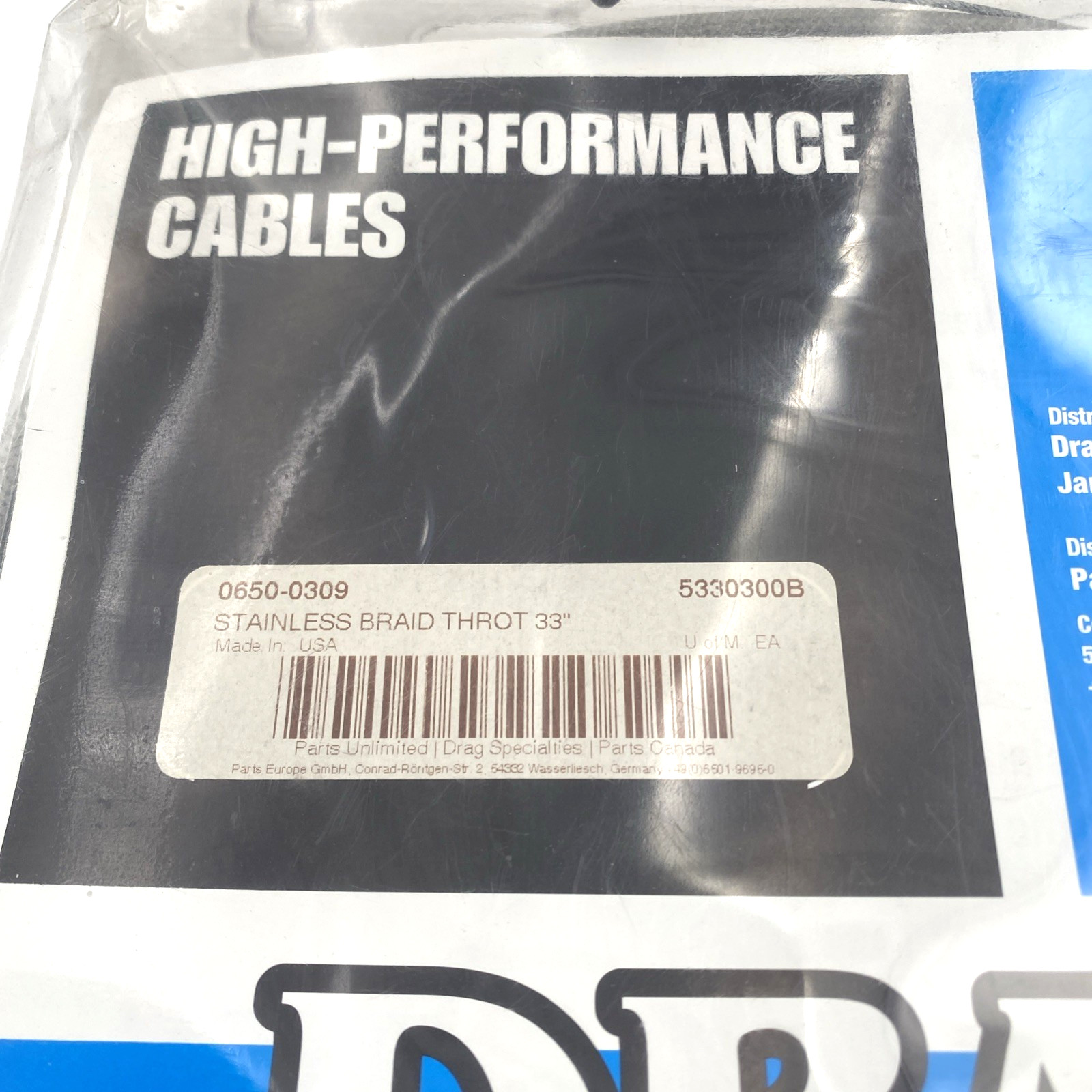 Drag Specialties – 5330300B – Braided Throttle Cable, 33in. 71-80 Harley FX FL