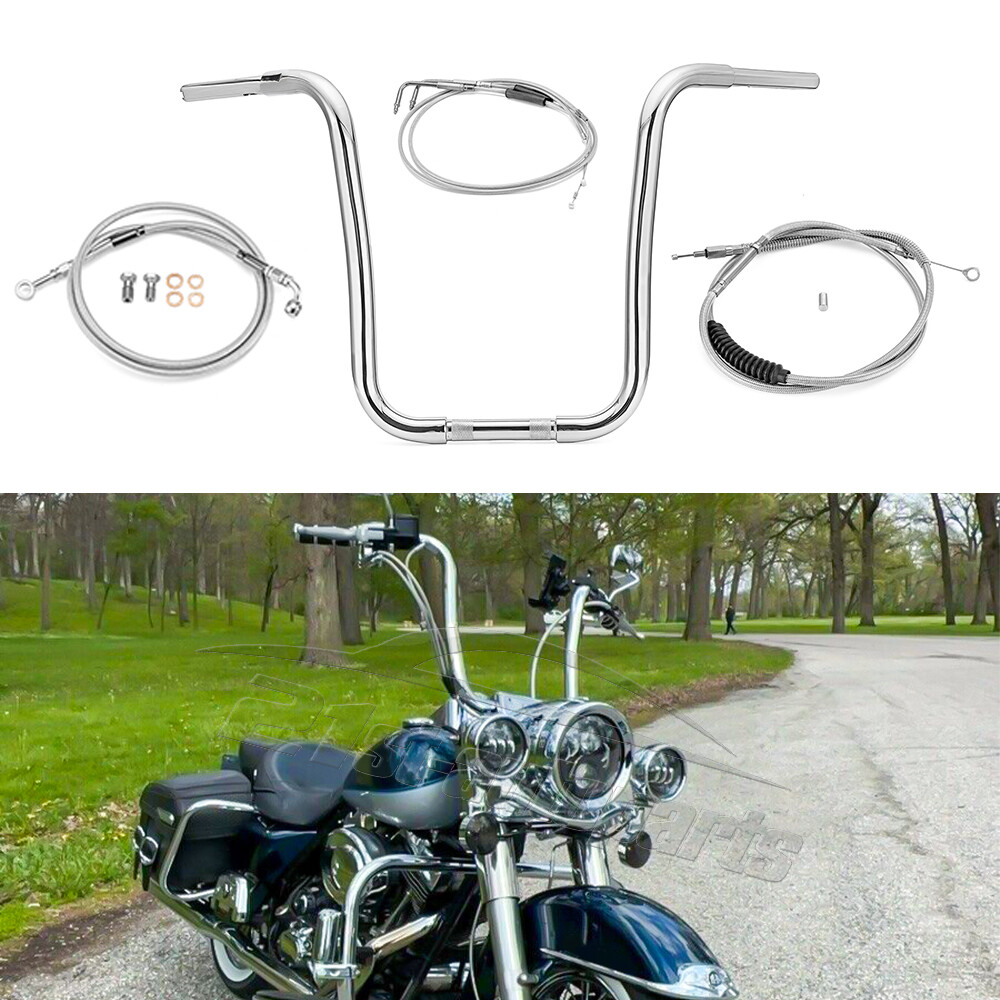 For Harley Heritage Softail Classic 16″ Rise Gangster Ape Handlebars Kit Non-ABS